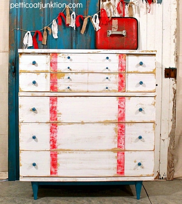 Nautical style dresser makeover from Petticoat Junktion