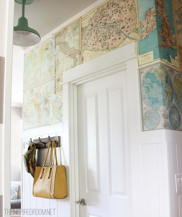 7 Inspiring Summer Spaces diy-map-wall-the-inspired-room