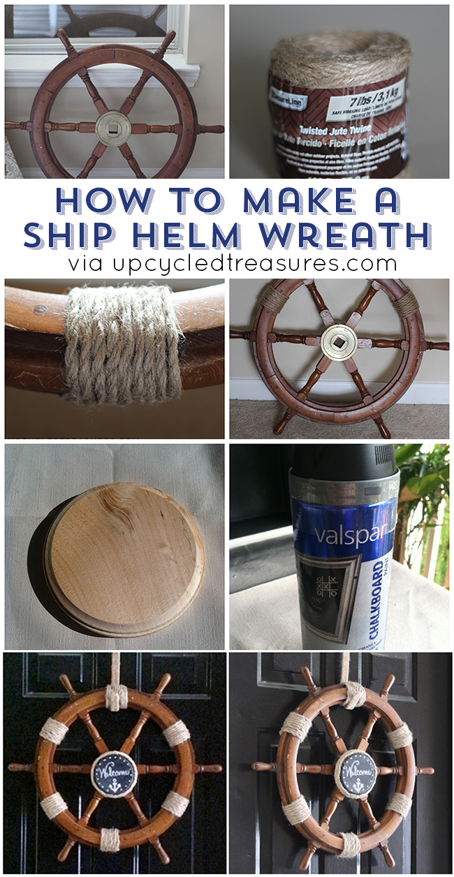 Can't figure out what to do with that old ship helm? Check out How to Upcycle a Ship Helm into a Nautical Wreath! upcycledtreasures.com