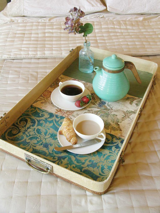 Breakfast Tray from a Vintage Suitcase via Mother Earth Living