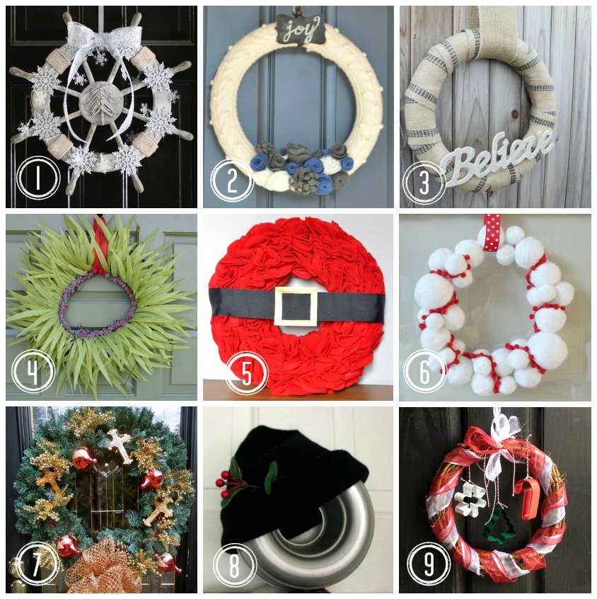 10 DIY Christmas Wreath Ideas - Check out my DIY Nautical Christmas Wreath as well as Christmas Wreath Inspiration from 9 other fantastical bloggers!