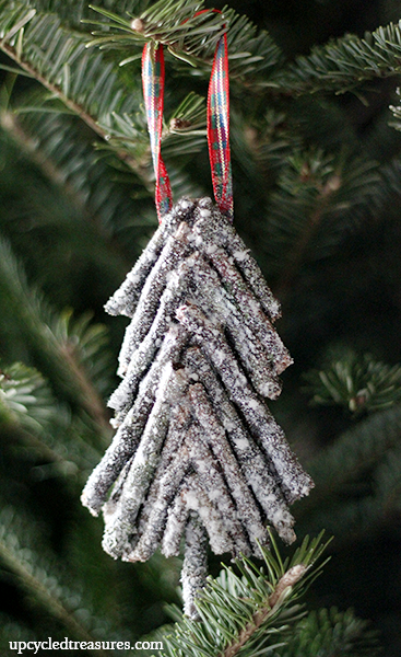 DIY Twig Tree Christmas Ornament - Learn how easy it is to make your own handcrafted Twig Tree Christmas Ornament - Upcycled Treasures