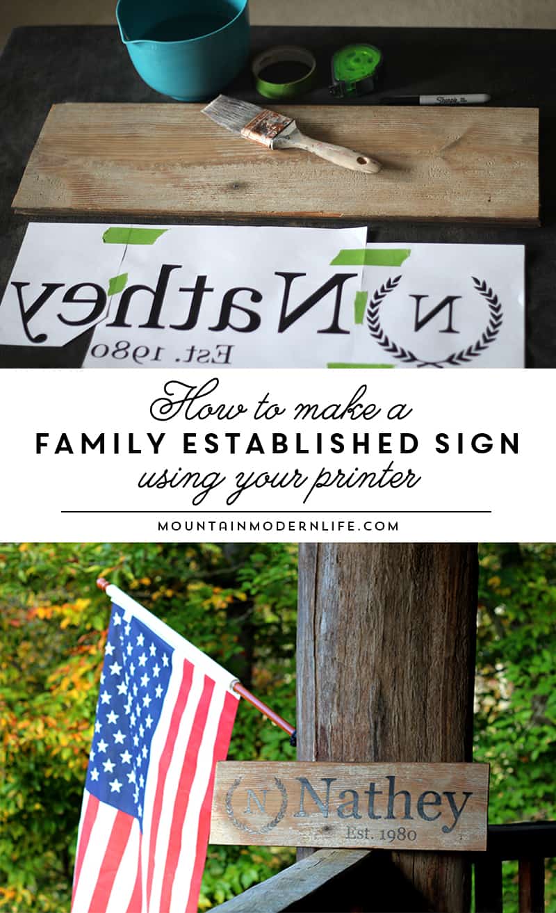 Looking for a thoughtful gift idea? See how easy it is to create this Family Established Sign using your Printer! MountainModernLife.com