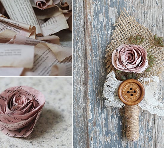 How to make Book Page Flowers for Boutonnieres