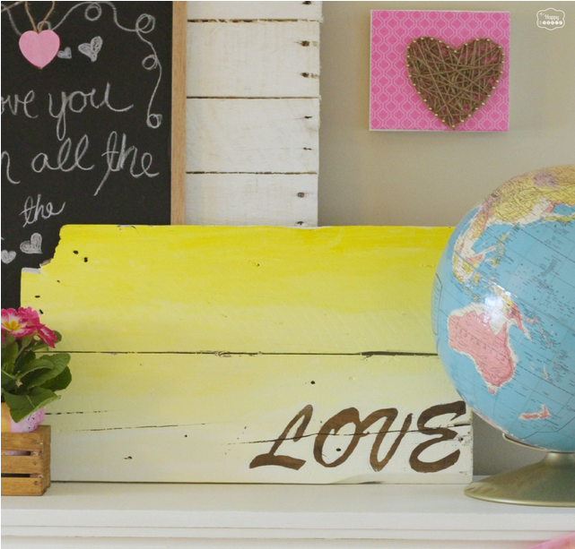 20 Valentine Craft Ideas that you can do last minute! | DIY Ombre Pallet {Love} Sign | The Happy Housie