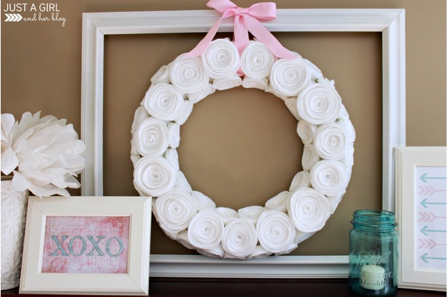 20 Last Minute Valentine Craft Ideas | Pink & Aqua Valentines Shelf Decor | Just a Girl and her Blog