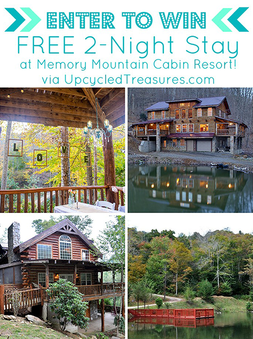 Enter to Win a FREE 2-night stay at Custom Cabin Resort Memory Mountain at Wolf Laurel - UpcycledTreasures.com