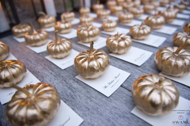 I LOVE the idea of scattering tiny white pumpkins throughout our wedding for a bit of whimsy and romance! Check out these 10 Pumpkin Wedding Decor Ideas.