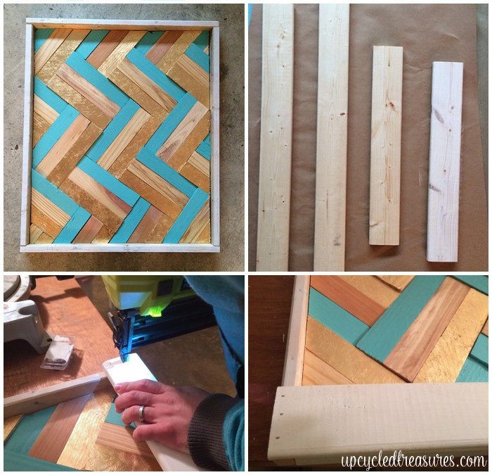 DIY Gilded Wood Shim Wall Art! Learn how easy it is to get your design on by creating your own gilded art using wood shims. UpcycledTreasures.com