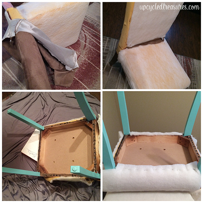 Whimsical Faux Fur Office Chair Makeover. A boring chair gets transformed using faux fur and pops of turquoise! UpcycledTreasures.com
