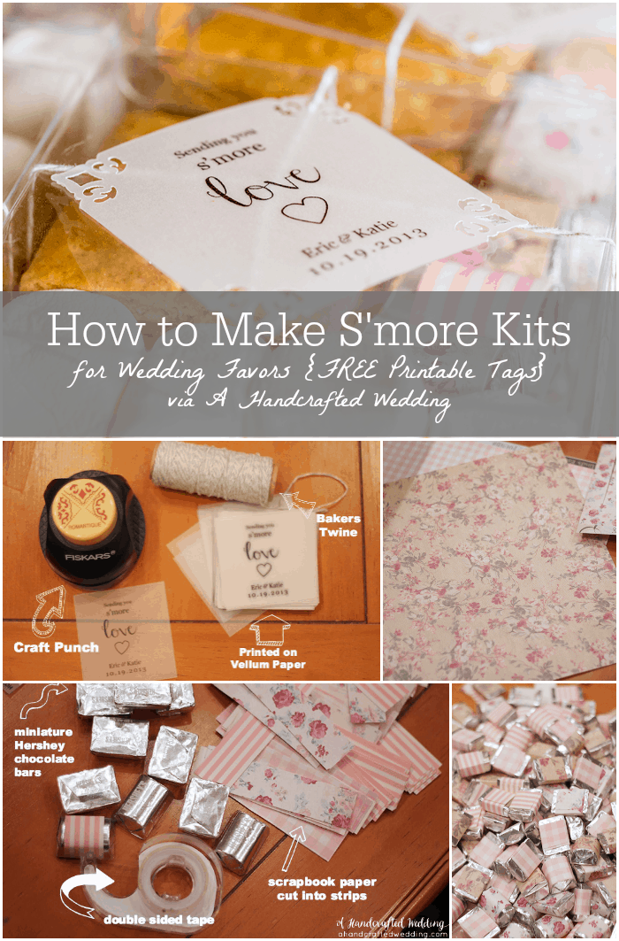 How to Make DIY S'more Kits. Such a fun idea for DIY favors at a rustic wedding or summer parties! Plus download FREE printable tags! MountainModernLife.com