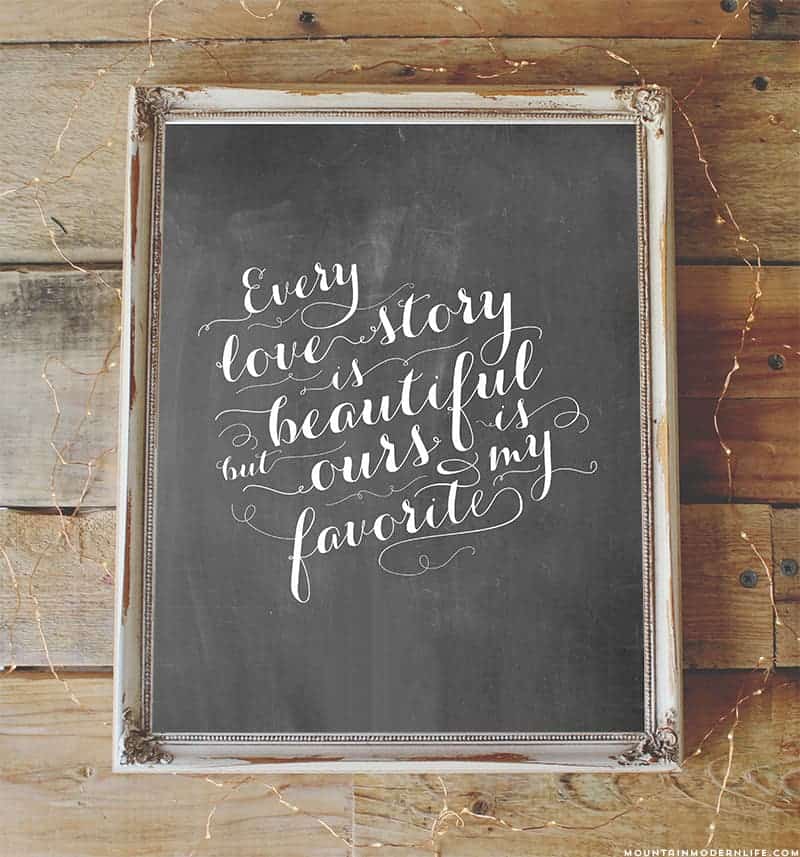 Download and print this FREE Chalkboard Love Quote Printable that you can display during your wedding or in your home. MountainModernLife.com