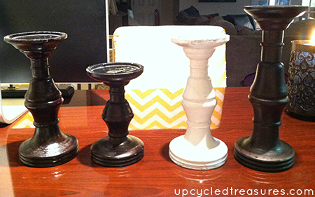 Want to update an old candle holder? See how easy it is to create these Turquoise and Gold Pillar Candle Holders! MountainModernLife.com