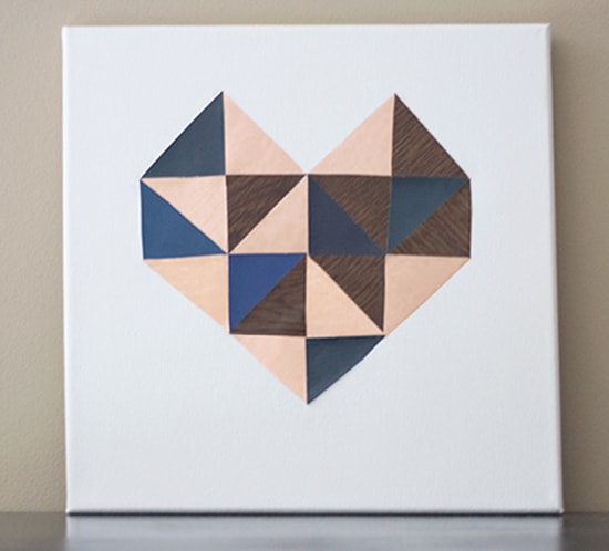 DIY geometric heart wall art using contact paper mountainmodernlife.com
