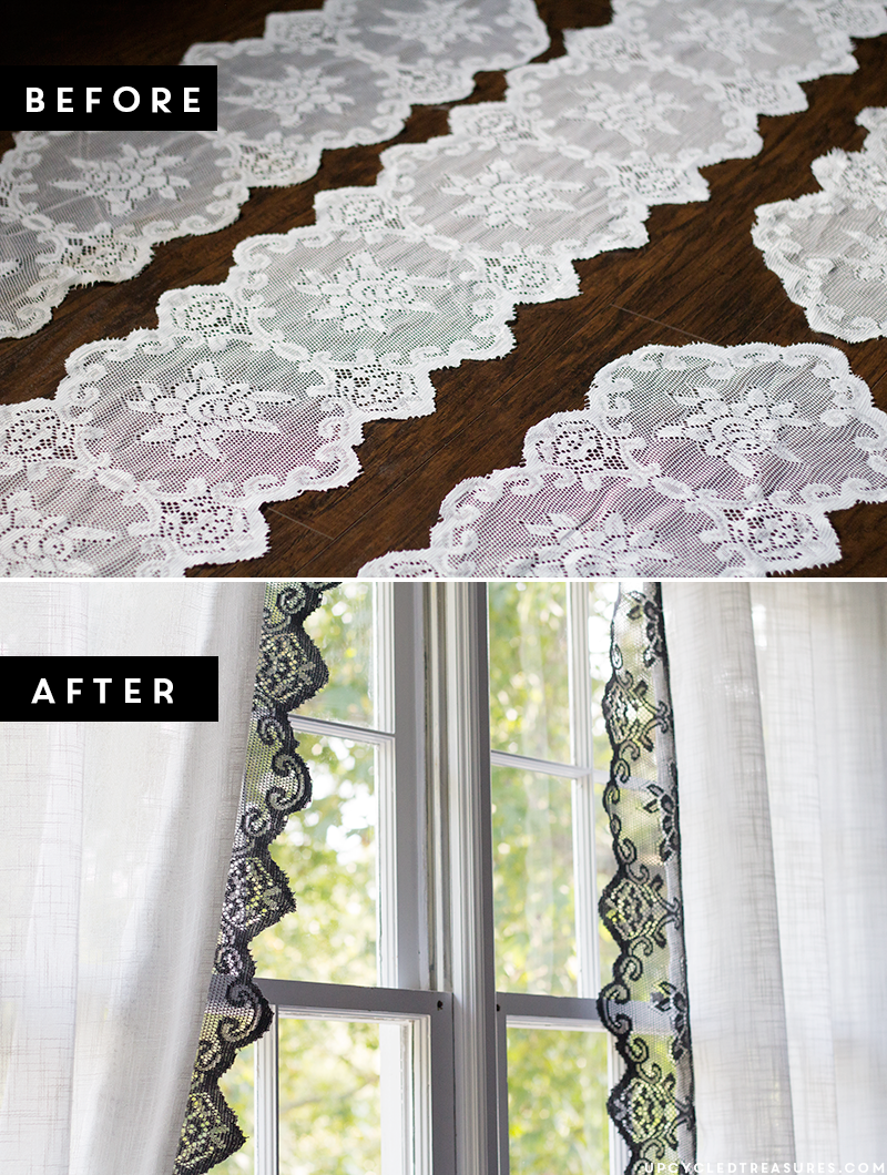 This is such a neat and fun idea! Take a look at how you can easily make lace curtains using upcycled table runners! MontainModernLife.com