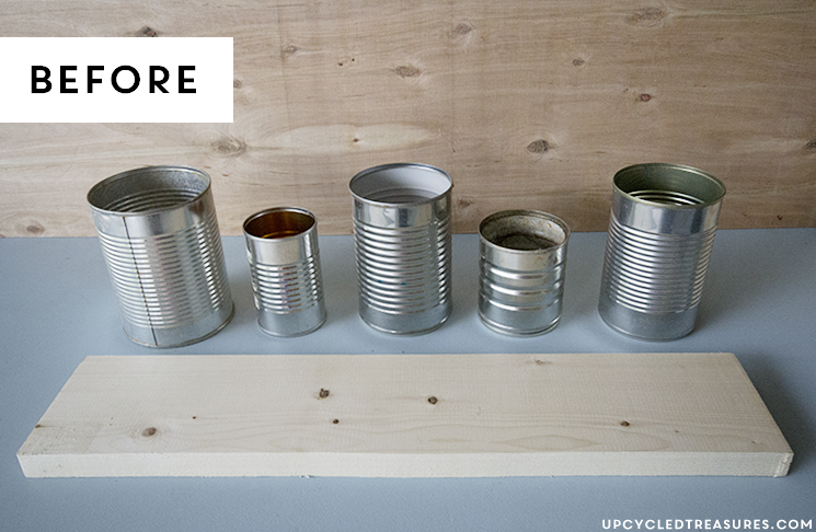 Need something cute to organize desk space, but don't have a huge budget? Check out this Upcycled Tin Can Organizer! UpcycledTreasures.com