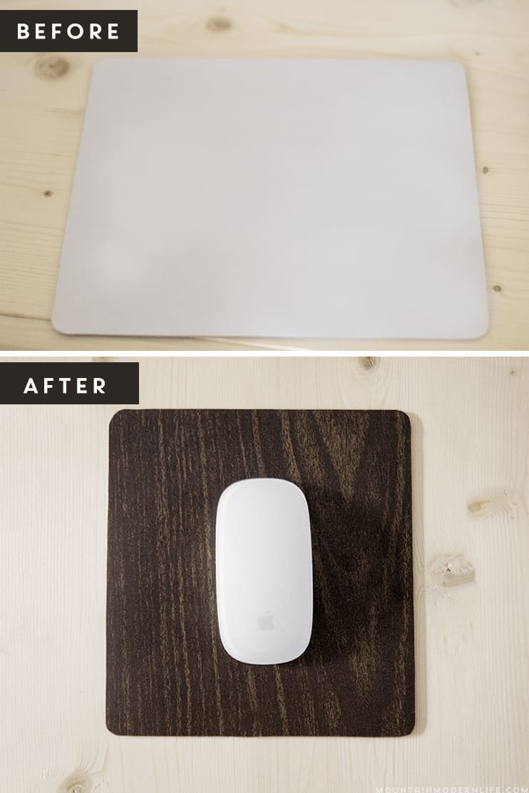Don't toss out that boring mouse pad! See how easy it was to give my mouse pad a makeover using contact paper | MountainModernLife.com