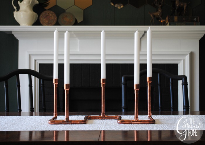 diy copper pipe candelabra - thegatheredhome