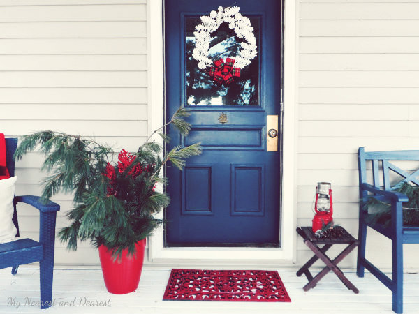 Red White and Blue Christmas Front Porch