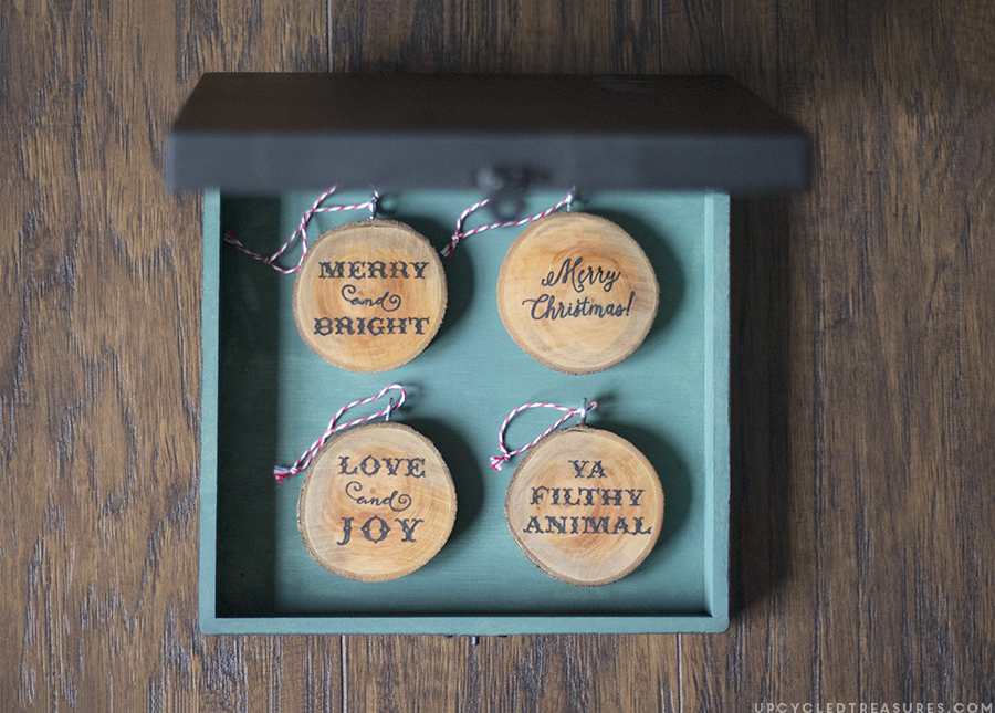 Looking for creative and affordable Christmas gift ideas? Why not create rustic ornaments and give them away in a custom DIY ornament gift box? MountainModernLife.com