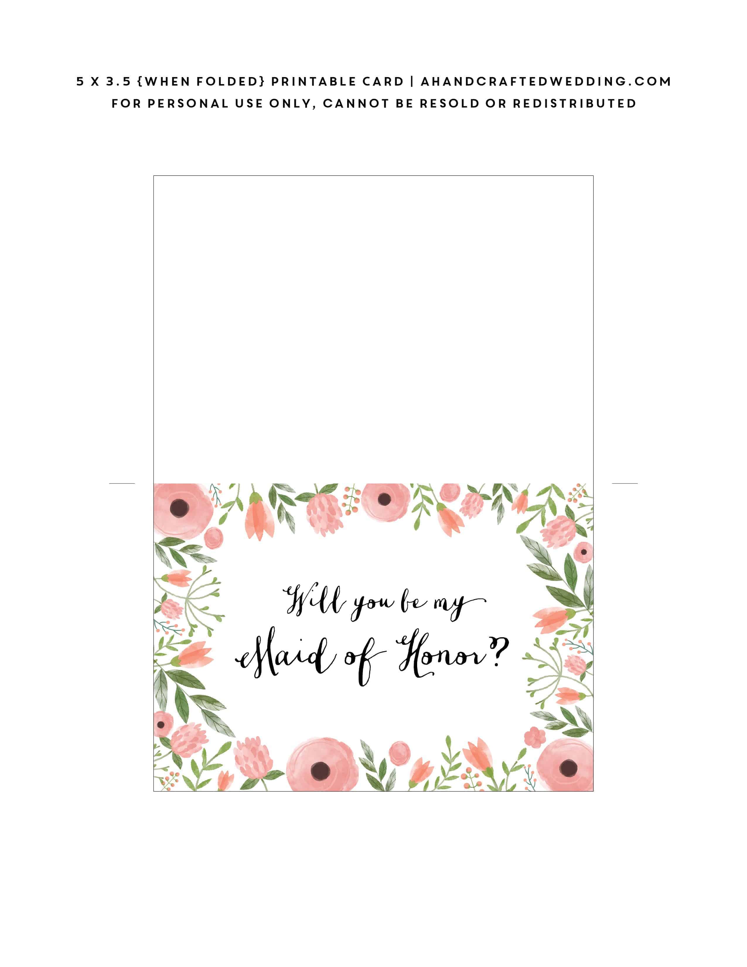 Free Printable Will You Be My Bridesmaid Card Mountain Modern Life