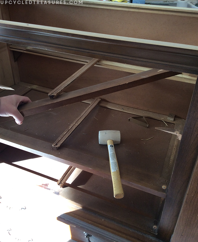 removing-drawer-slides-inside-armoire-upcycledtreasures