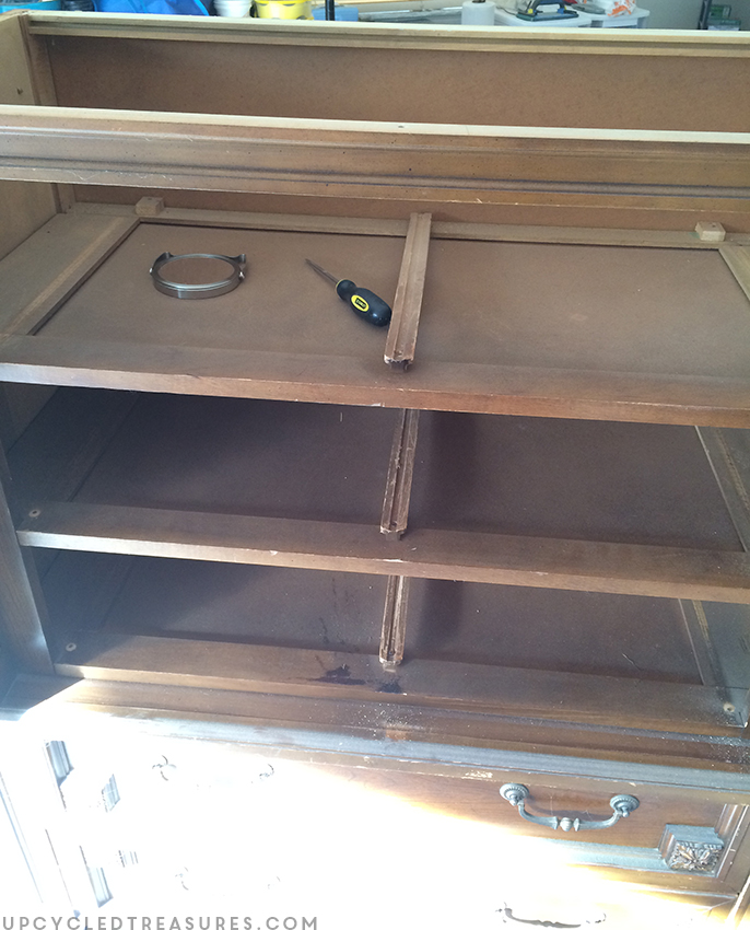 unscrewed-damaged-top-of-basic-witz-mid-century-armoire-upcycledtreasures