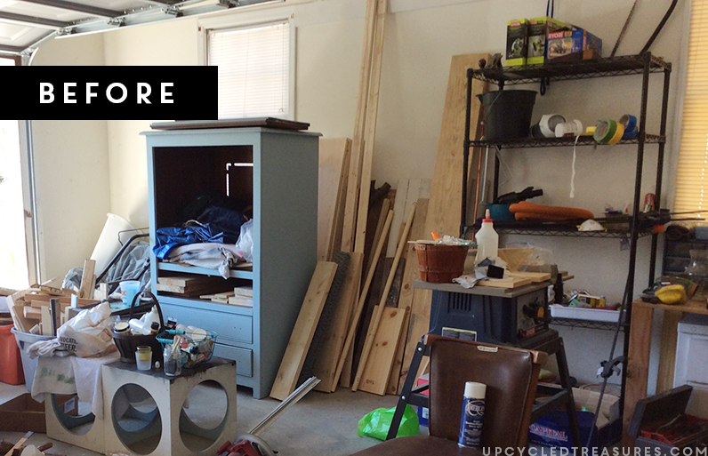 Garage Organization - How we transformed our disaster of a garage back into a useable space worthy of DIY project creation! UpcycledTreasures.com