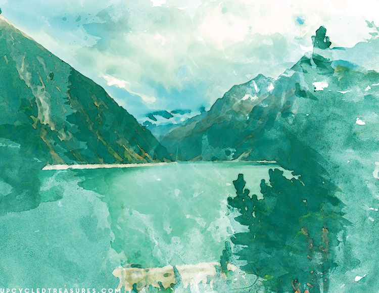 watercolor-mountain-and-lake-wall-art-upcycledtreasures