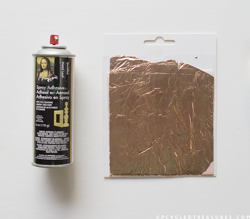 copper-leaf-and-spray-adhesive-upcycledtreasures