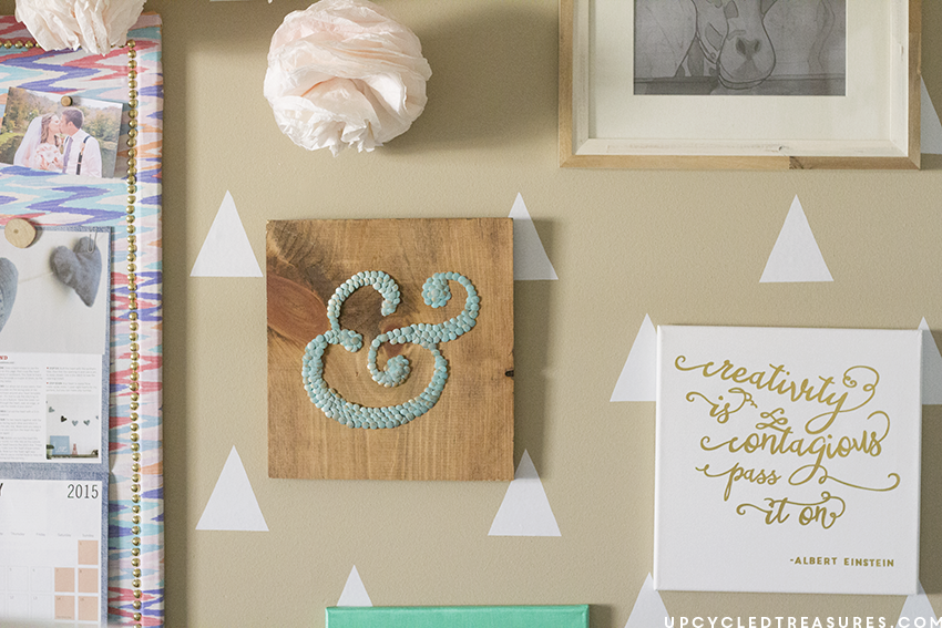 DIY gold foil wall art displayed on wall. MountainModernLife.com