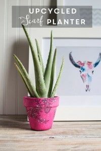 Looking for a fun and easy project? Re-imagine an old scarf into a new planter in this easy upcycled scarf planter tutorial! MountainModernLife.com