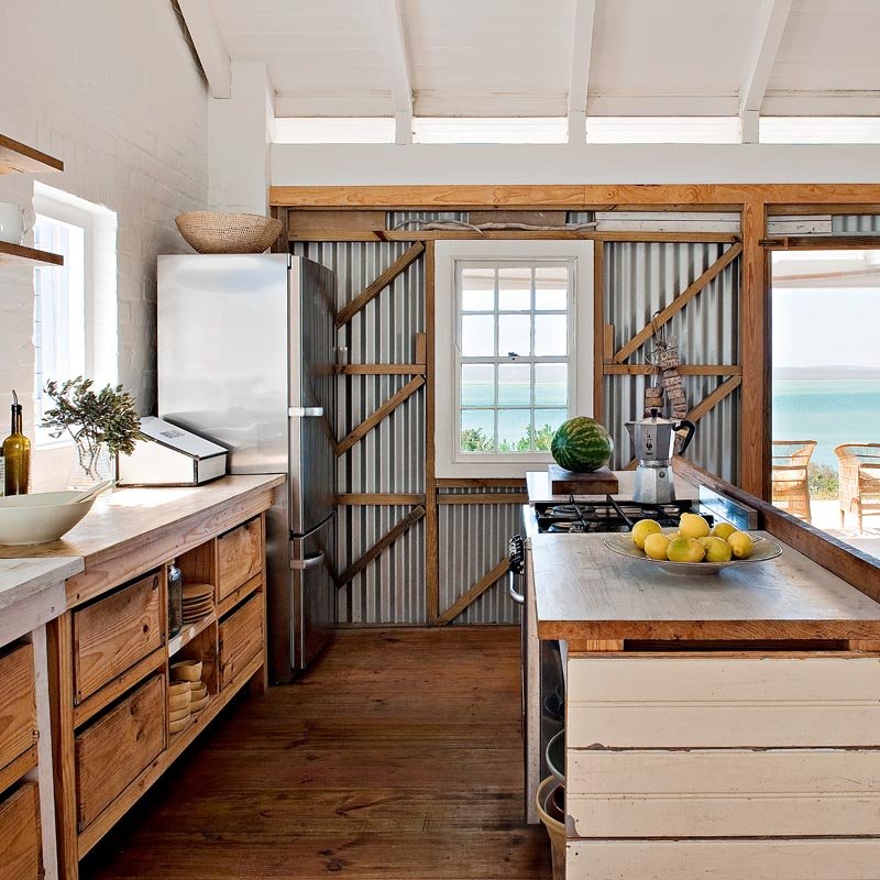 Coastal Kitchen with Corrugated Metal | Home of Architect Peter Mamacos on Laquered Life