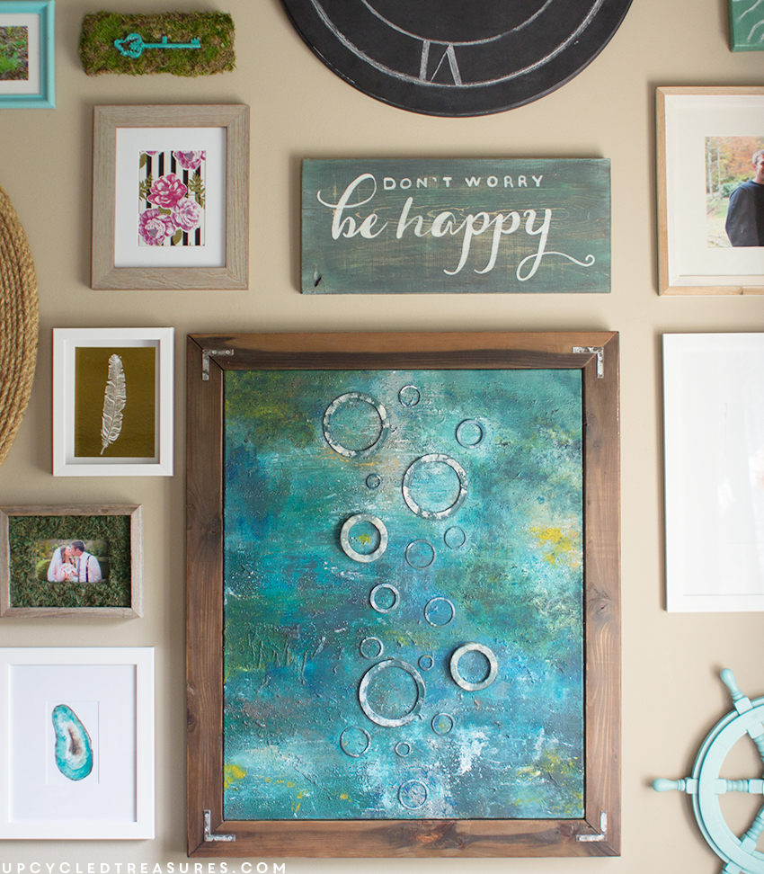 DIY Painted Sign Using Sample Paint and Easy Chalk Transfer Technique | upcycledtreasures.com