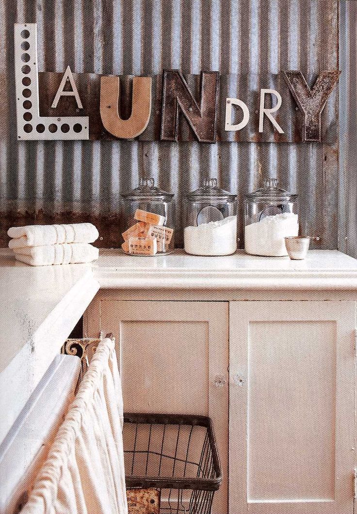 Corrugated Metal Wall in the Laundry Room | Home Tour of Lisa Souers
