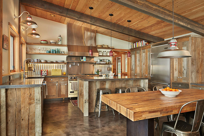 Kitchen with Corrugated Metal Backsplash | Lawrence Architecture