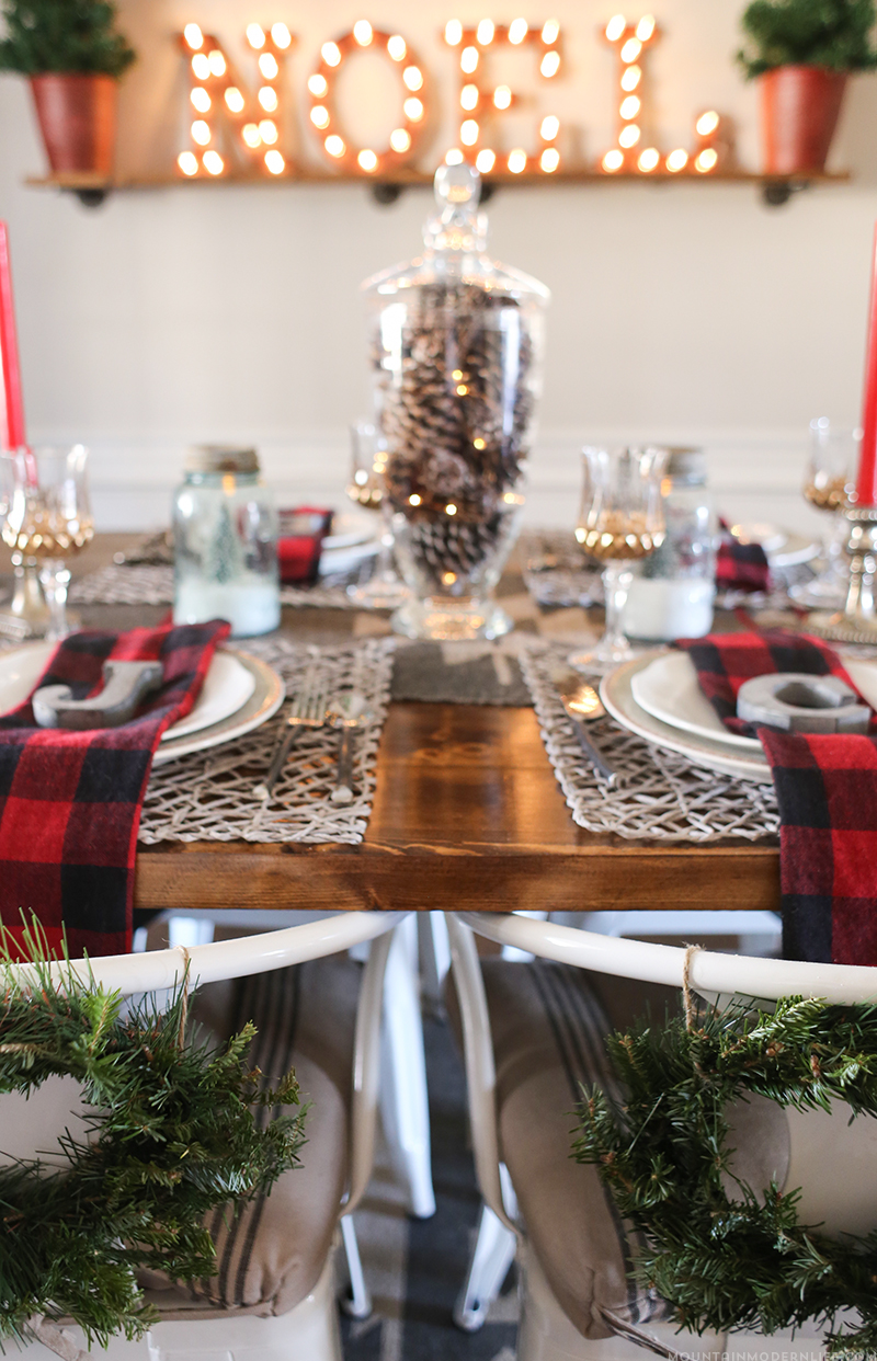 Come see how old and new are combined to create this cozy, cabin inspired Christmas tablescape. MountainModernLife.com