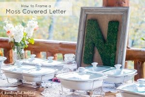 how to frame a moss covered letter for wedding reception decor