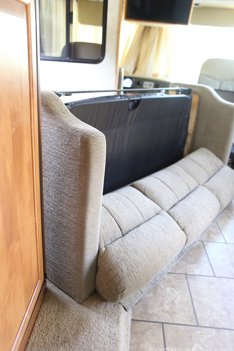 Planning to replace the couch in your motorhome? Some disassembling may be required. How to remove the sofa from your RV | MountainModernLife.com