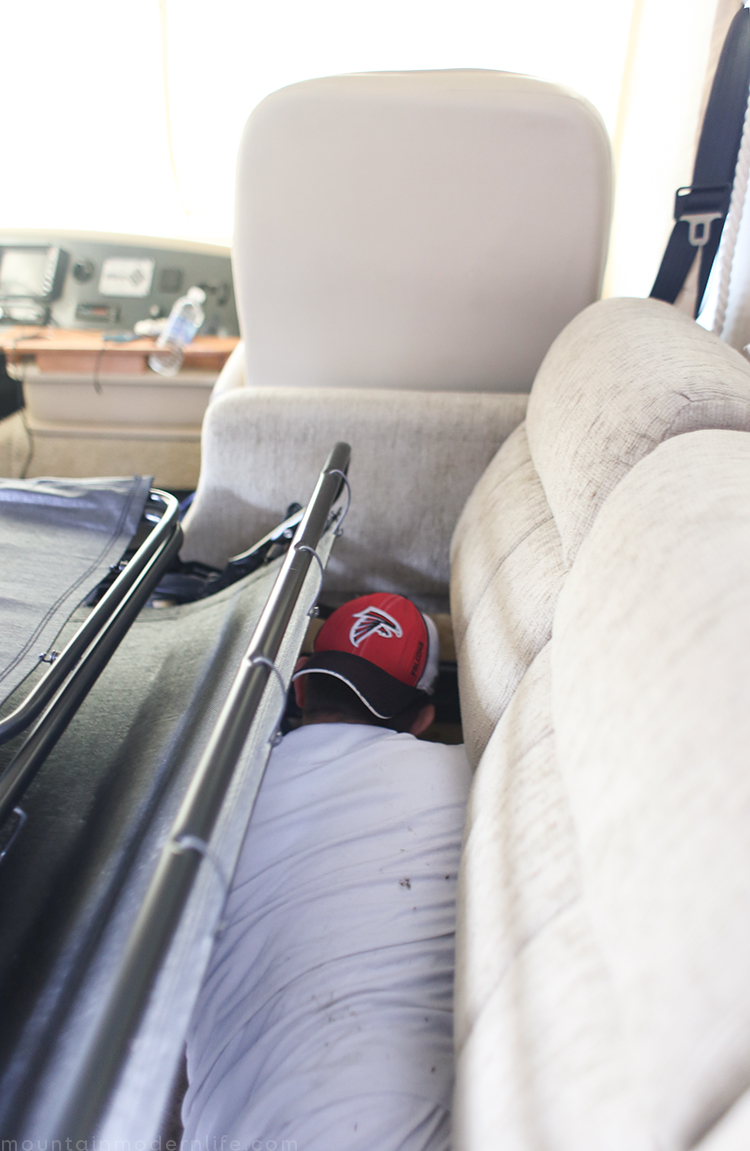 Planning to replace the couch in your motorhome? Some disassembling may be required. How to remove the sofa from your RV | MountainModernLife.com