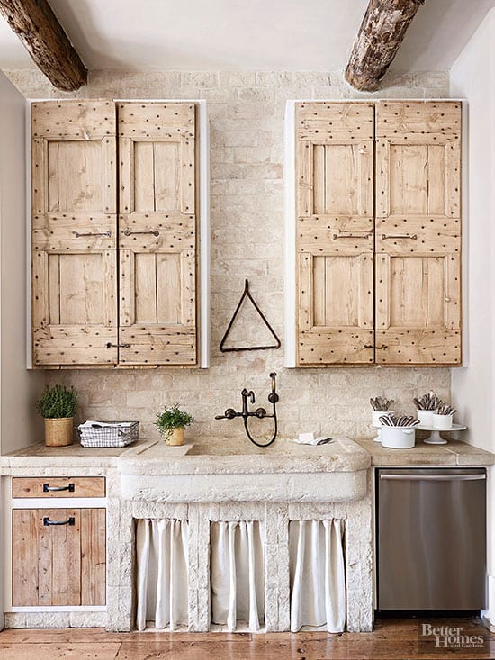 Farmhouse Style wall mounted Faucet in neutral, rustic kitchen + other Black Kitchen Faucet Designs