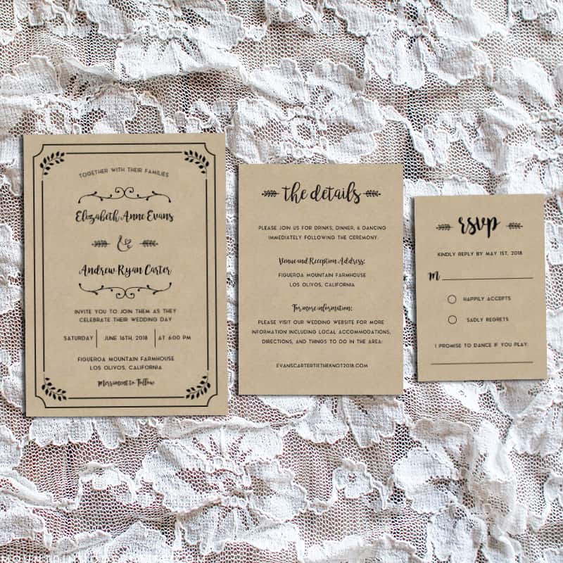 Whimsical Rustic Printable Wedding Invitation Set | MountainModernLife.com