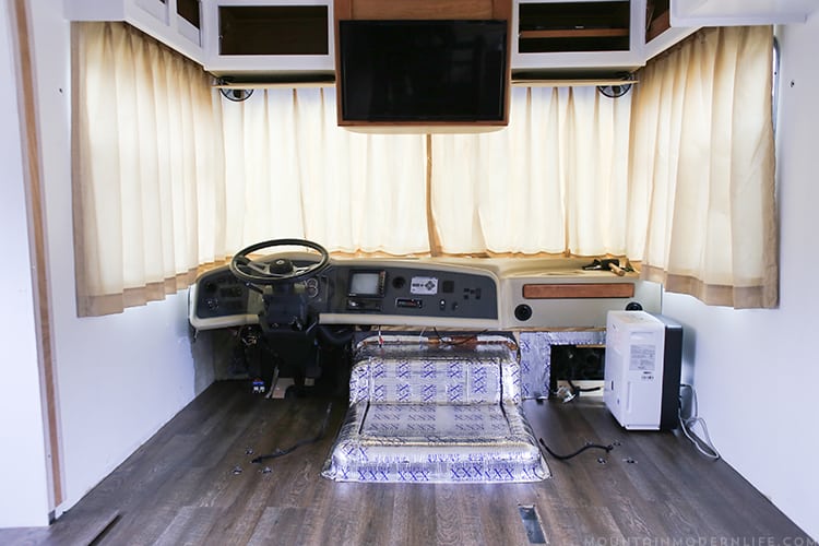 Looking for ways to update the RV engine access cover? Check out how we made this custom RV doghouse cover for our 2008 Tiffin Allegro Open Road 32LA. | MountainModernLife.com