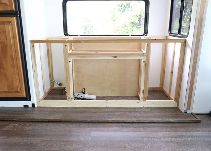 We are in week 4 of the One Room Challenge and are sharing the our custom RV Media Cabinet Progress | MountainModernLife.com