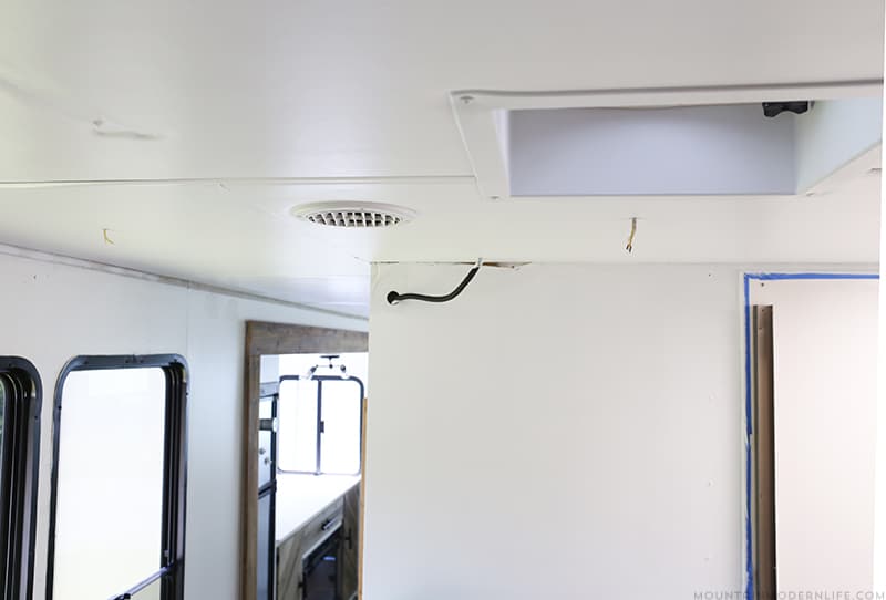 Dealing with a water leak in the ceiling of your motorhome? Come see how we replaced the ceiling panel in our RV. MountainModernLife.com