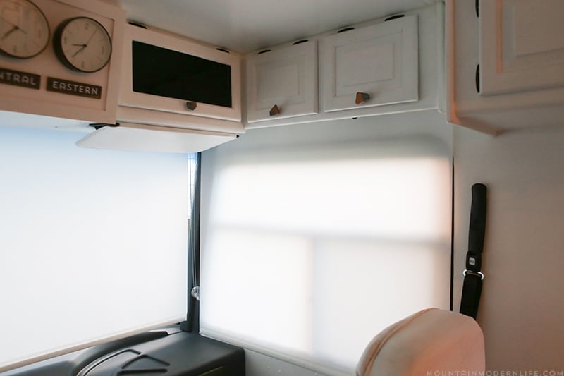 Renovated RV with updated light filtering roller shades | MountainModernLife.com