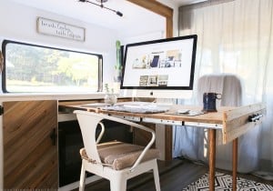 Whether you live in a small space, or are looking for space saving ideas, you've gotta check out this DIY pull out table that was built inside a RV! MountainModernLife.com