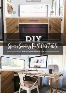 Whether you live in a small space, or are looking for space saving ideas, you've gotta check out this DIY pull out table that was built inside a RV! MountainModernLife.com