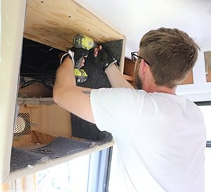 removing the tv cabinet from the front of RV