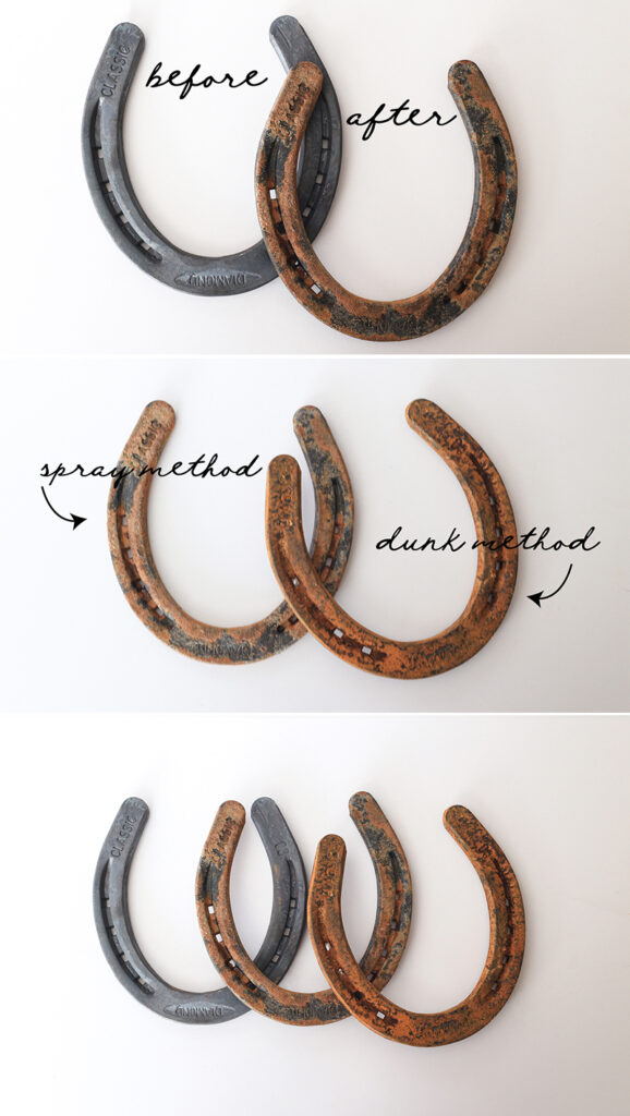 make metal rust for antique finish on horseshoes